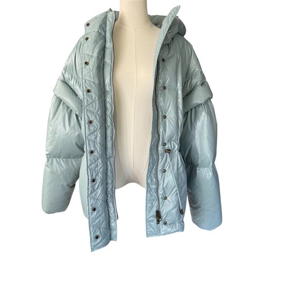 Ulla Johnson Rhodes Hooded Down Puffer Coat Jacket Agave‎ Blue Size Large - Picture 4 of 10